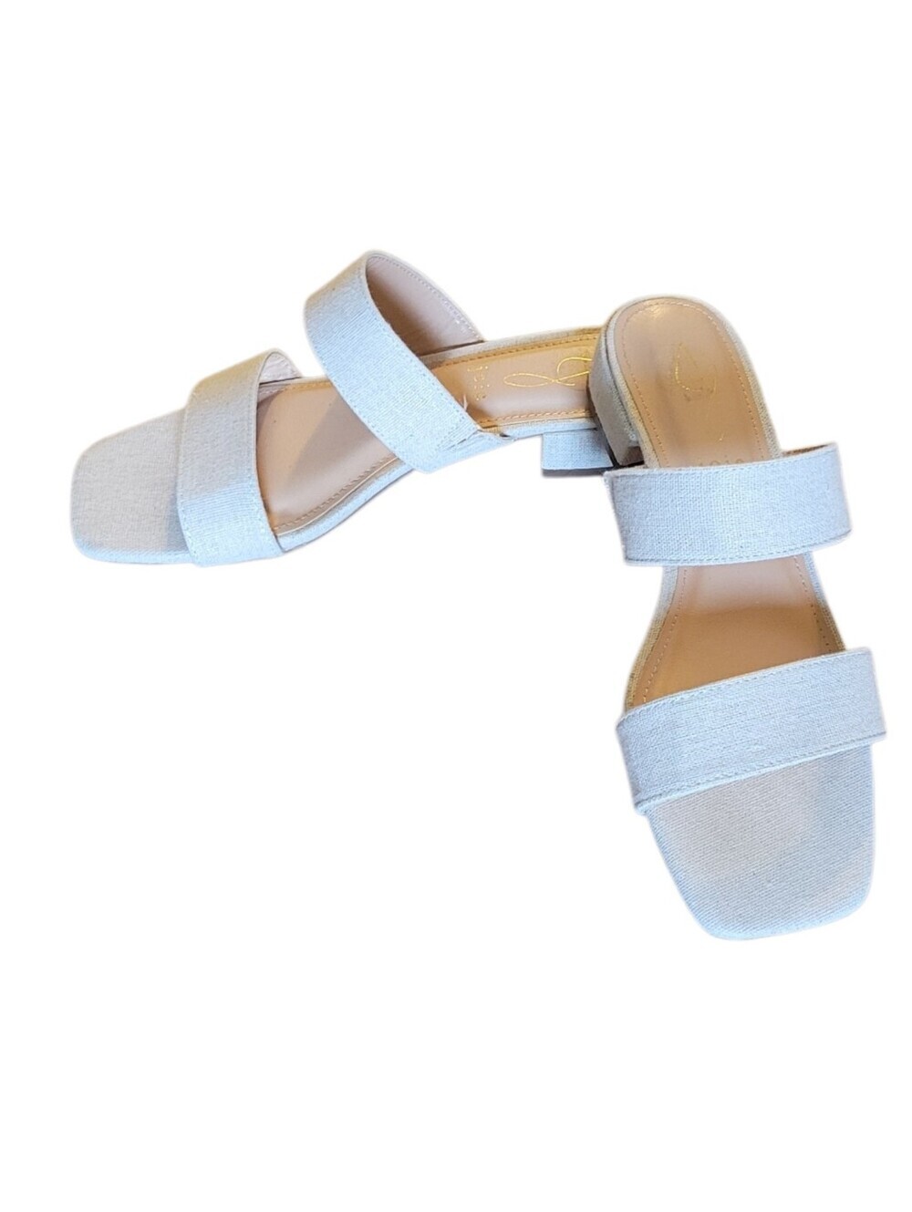 Joie Nolita Linen Cream Double-Strap Low Block Heel Mules